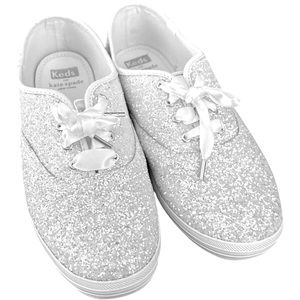 Kate Spade x Keds Women’s Bridal Silver Glitter Lace Up Sneakers Size 8.5 Wide